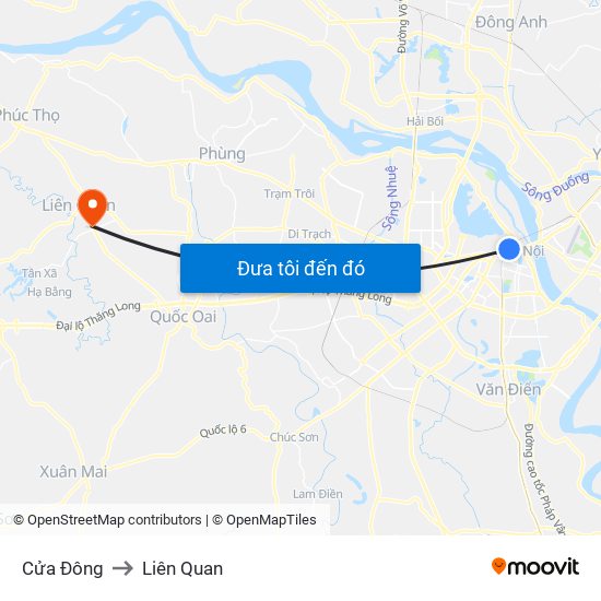 Cửa Đông to Liên Quan map