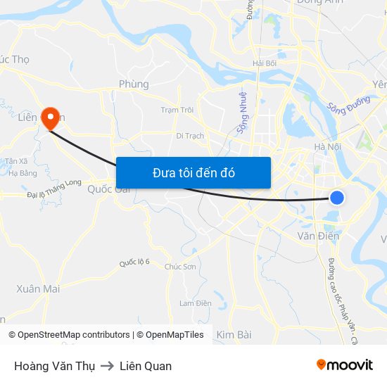 Hoàng Văn Thụ to Liên Quan map