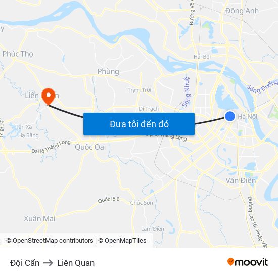 Đội Cấn to Liên Quan map