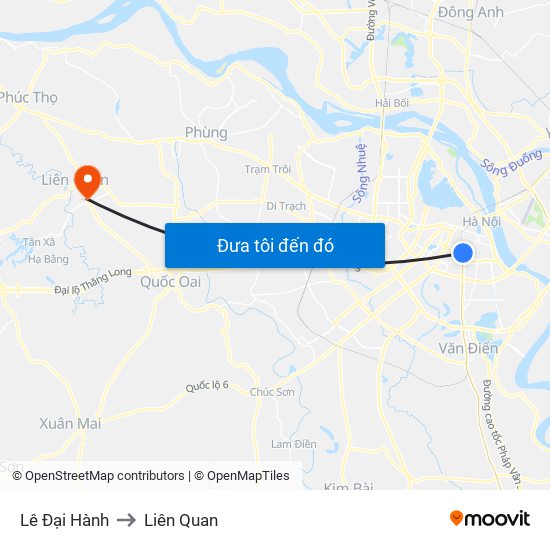 Lê Đại Hành to Liên Quan map