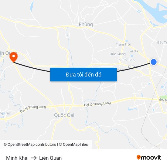 Minh Khai to Liên Quan map