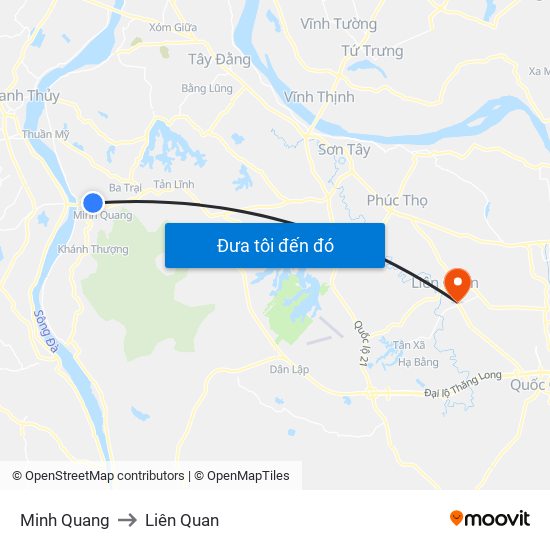 Minh Quang to Liên Quan map