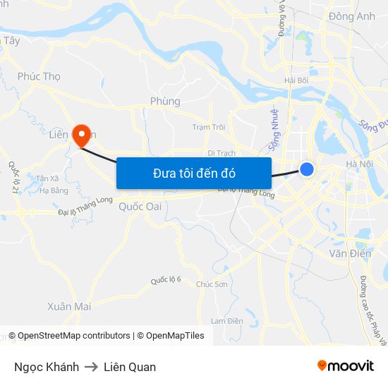 Ngọc Khánh to Liên Quan map