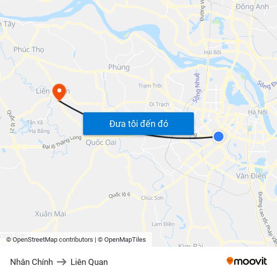 Nhân Chính to Liên Quan map