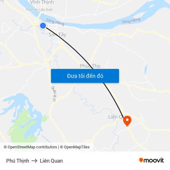 Phú Thịnh to Liên Quan map