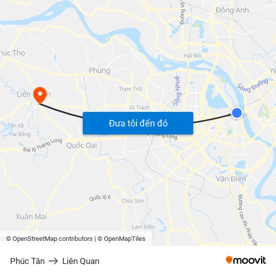 Phúc Tân to Liên Quan map