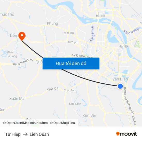 Tứ Hiệp to Liên Quan map