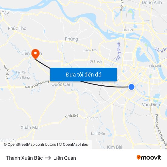 Thanh Xuân Bắc to Liên Quan map