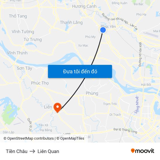 Tiền Châu to Liên Quan map