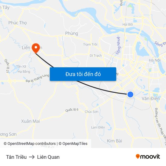 Tân Triều to Liên Quan map