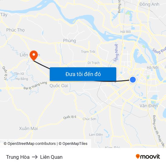 Trung Hòa to Liên Quan map