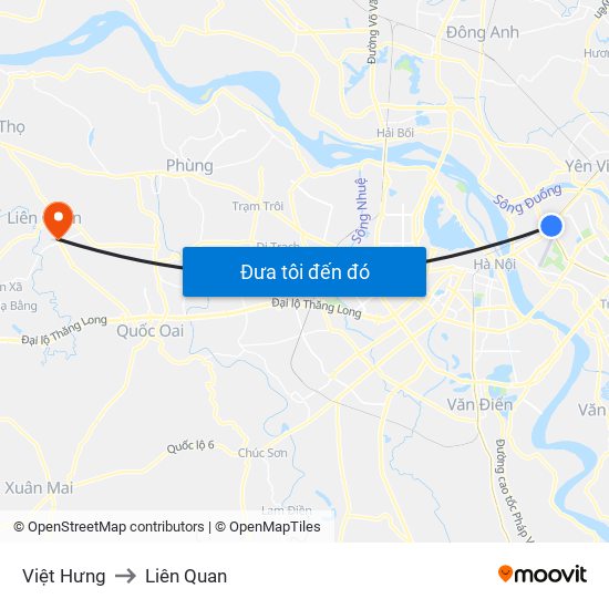 Việt Hưng to Liên Quan map