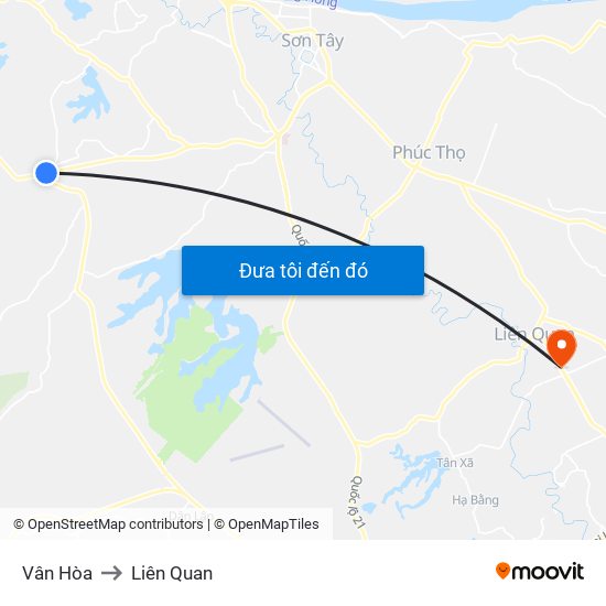 Vân Hòa to Liên Quan map