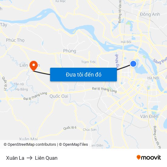Xuân La to Liên Quan map