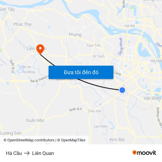 Hà Cầu to Liên Quan map