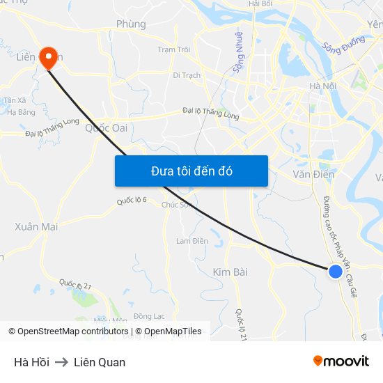 Hà Hồi to Liên Quan map
