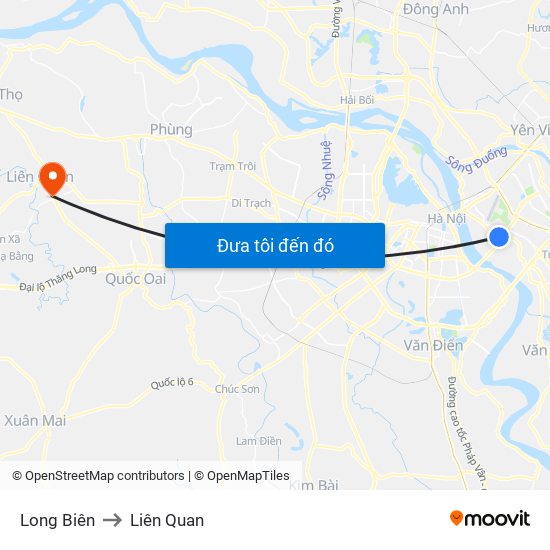 Long Biên to Liên Quan map