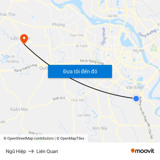 Ngũ Hiệp to Liên Quan map