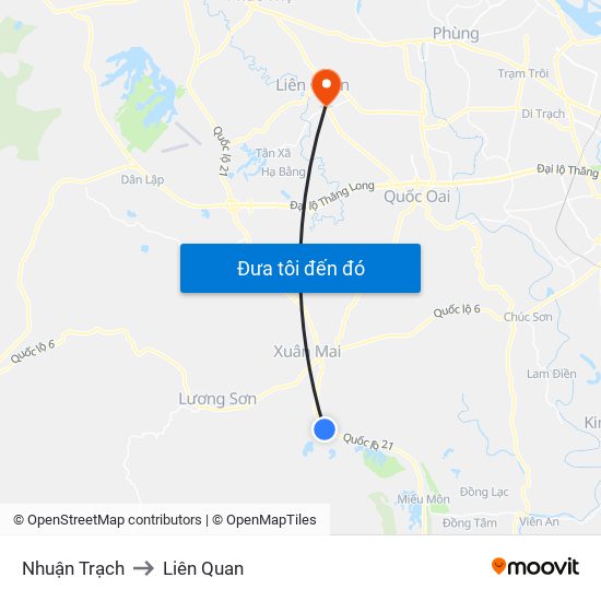 Nhuận Trạch to Liên Quan map