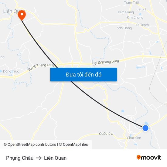 Phụng Châu to Liên Quan map