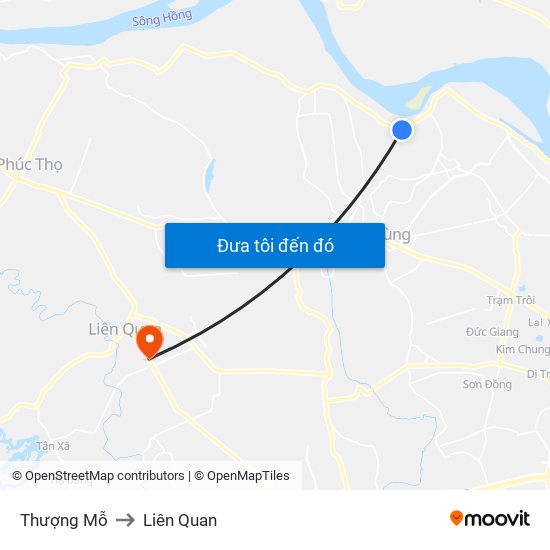 Thượng Mỗ to Liên Quan map