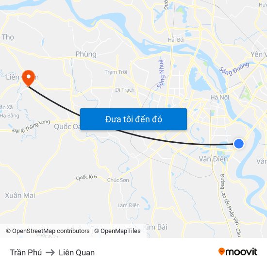 Trần Phú to Liên Quan map