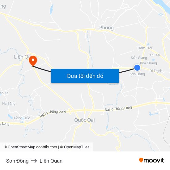 Sơn Đồng to Liên Quan map