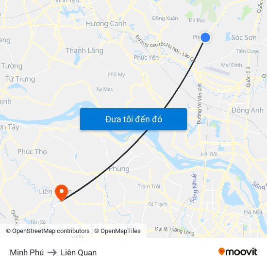 Minh Phú to Liên Quan map