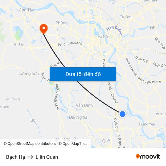 Bạch Hạ to Liên Quan map