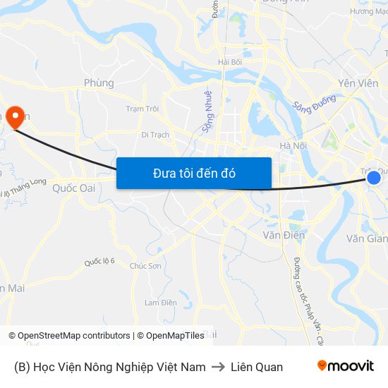 (B) Học Viện Nông Nghiệp Việt Nam to Liên Quan map