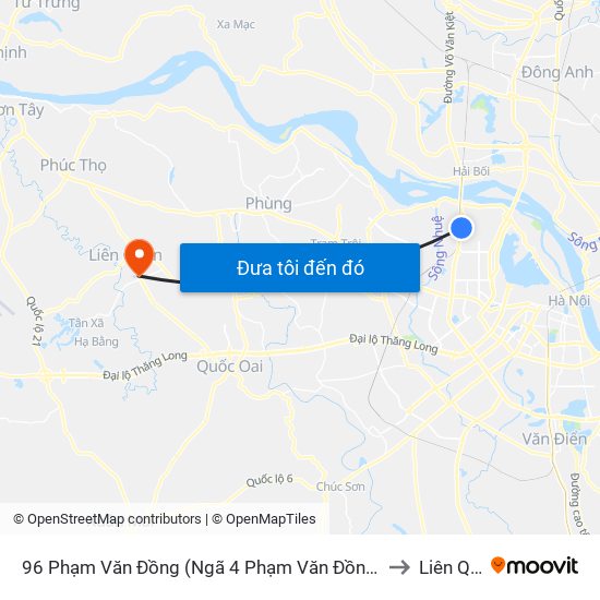 96 Phạm Văn Đồng (Ngã 4 Phạm Văn Đồng - Xuân Đỉnh) to Liên Quan map