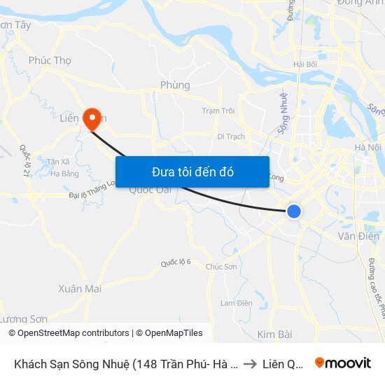 Khách Sạn Sông Nhuệ (148 Trần Phú- Hà Đông) to Liên Quan map