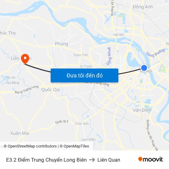 E3.2 Điểm Trung Chuyển Long Biên to Liên Quan map