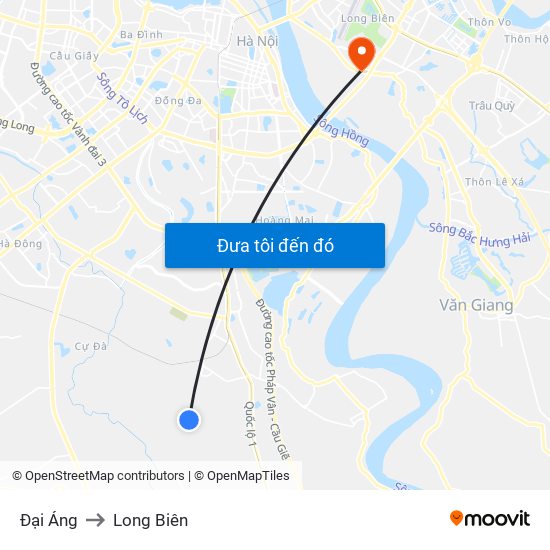 Đại Áng to Long Biên map