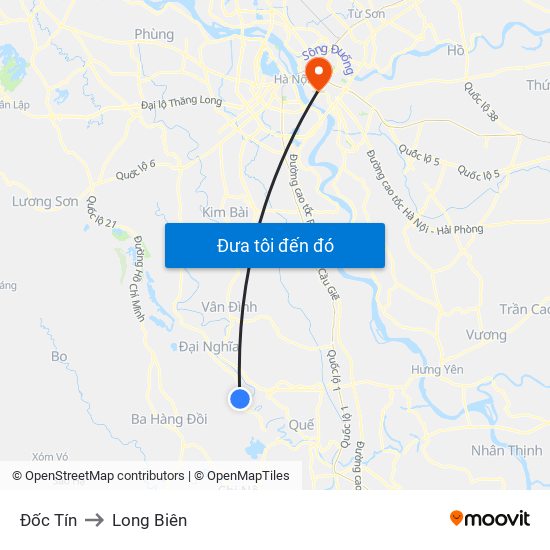 Đốc Tín to Long Biên map