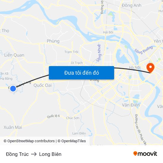 Đồng Trúc to Long Biên map