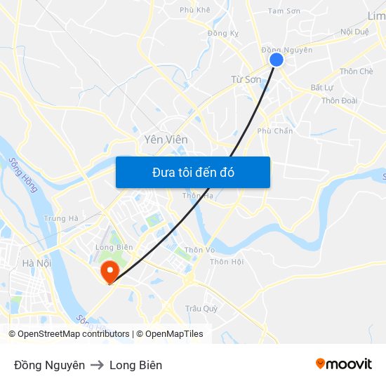 Đồng Nguyên to Long Biên map