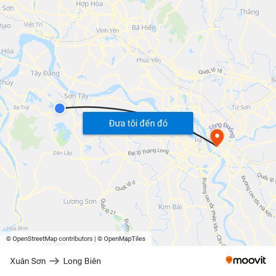 Xuân Sơn to Long Biên map