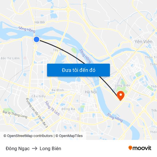 Đông Ngạc to Long Biên map