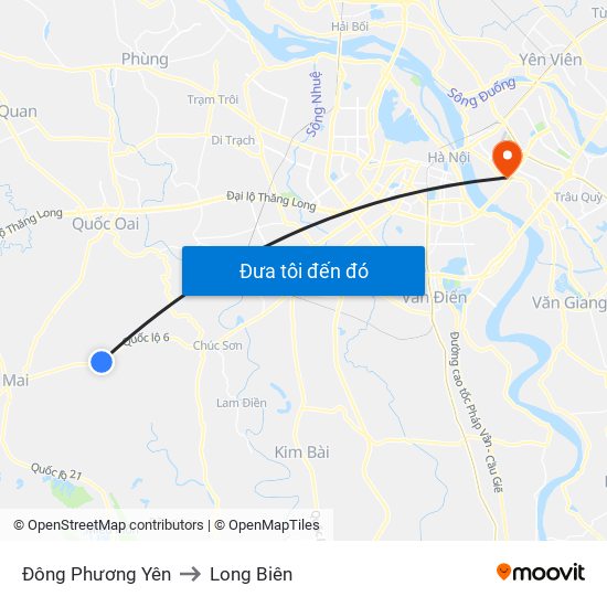 Đông Phương Yên to Long Biên map