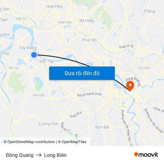 Đông Quang to Long Biên map