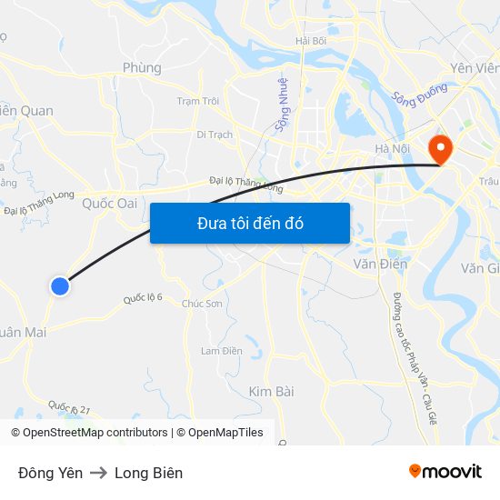 Đông Yên to Long Biên map