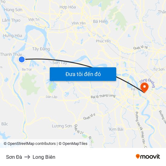 Sơn Đà to Long Biên map