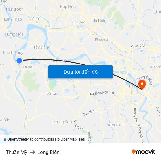 Thuần Mỹ to Long Biên map
