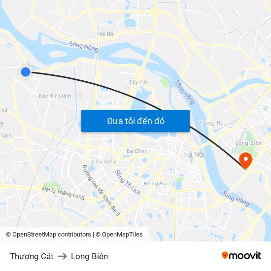 Thượng Cát to Long Biên map