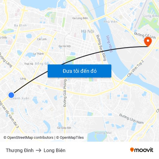 Thượng Đình to Long Biên map