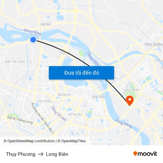 Thụy Phương to Long Biên map