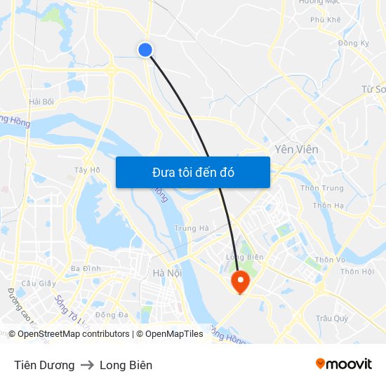 Tiên Dương to Long Biên map