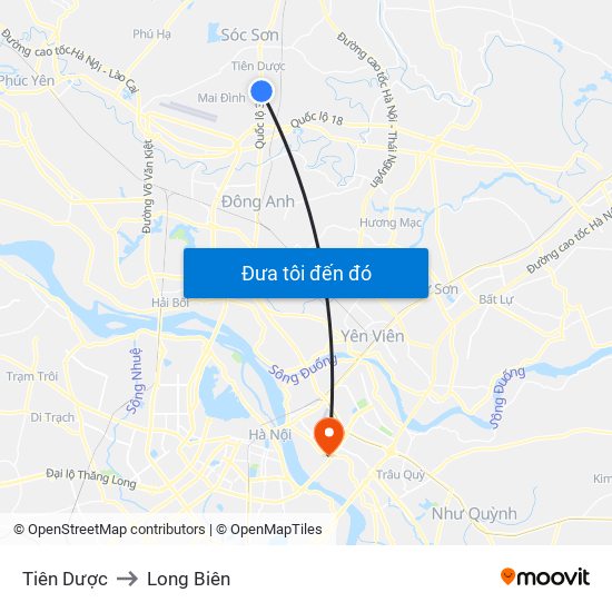 Tiên Dược to Long Biên map