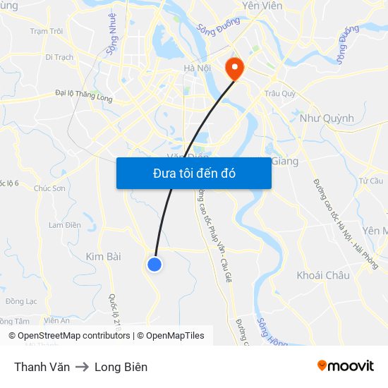 Thanh Văn to Long Biên map